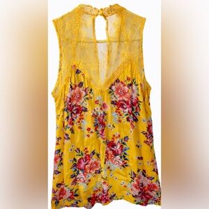 Floral Yellow Lace Top